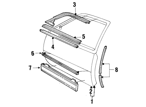 1990 Cadillac Eldorado Molding, Front Driver Side Diagram for 20708639