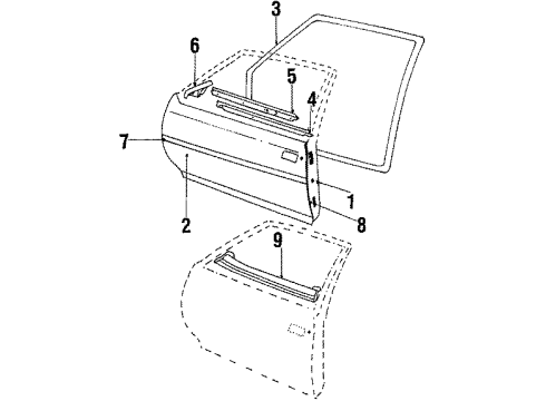 1989 Chevy Celebrity Mirror, Rear Passenger Side Diagram for 20333778