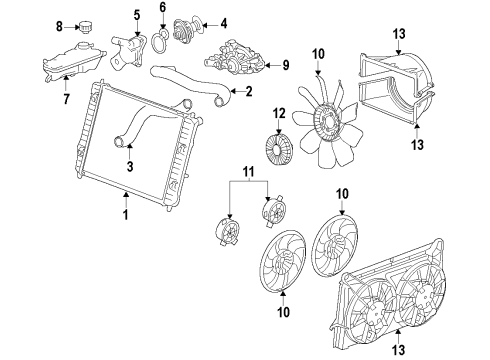 2010 Chevy Suburban 2500 Water Pump Diagram for 12681417