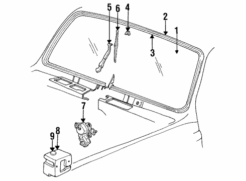 1985 GMC C2500 Suburban Windshield Glass, Wiper & Washer Components, Reveal Moldings Diagram