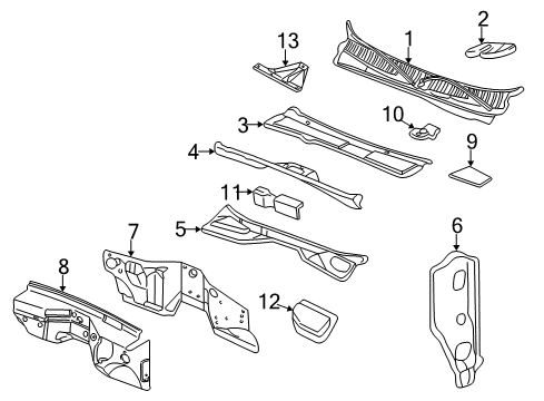 2004 GMC Sierra 2500 Cab Cowl Diagram