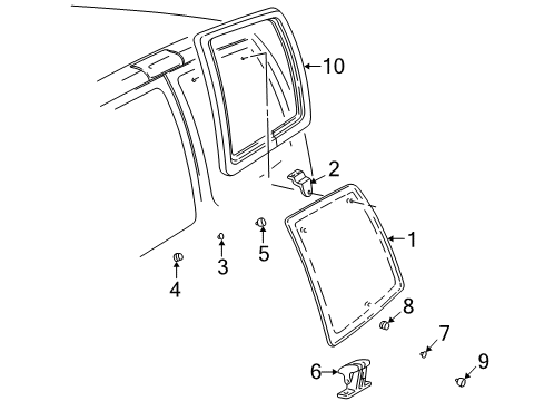 1997 Chevy Express 2500 Back Door - Glass & Hardware Diagram