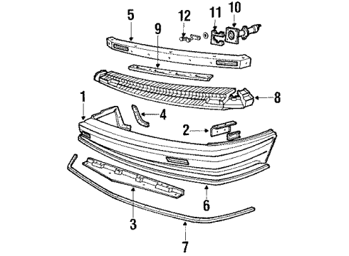 1988 Pontiac Bonneville Bumper Cover Diagram for 12336410