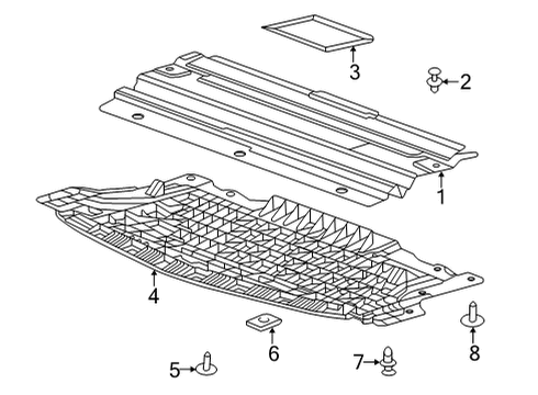 2022 Cadillac CT4 Splash Shields Diagram