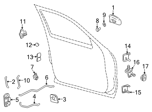 2005 Chevy Silverado 1500 Front Door - Lock & Hardware Diagram