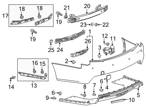 2019 Cadillac CTS Bumper Cover, Rear Upper Diagram for 23302879