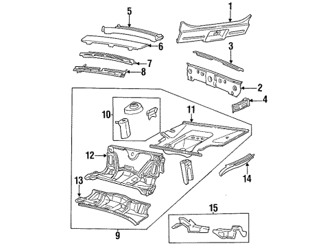 1986 Cadillac Fleetwood High Mount Lamp Mount Plate Diagram for 20592631