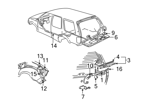 1996 GMC Jimmy Rear Wiper Components Diagram