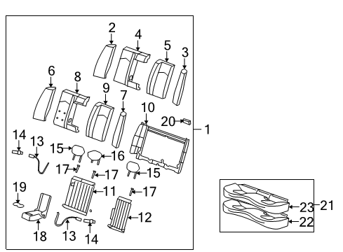 2009 Cadillac CTS Rear Seat Components Diagram