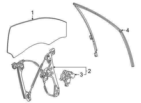 2024 Cadillac CT4 Glass - Front Door Diagram