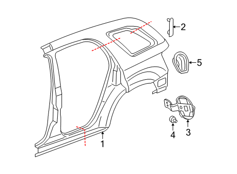 2007 Chevy Equinox Quarter Panel & Components Diagram