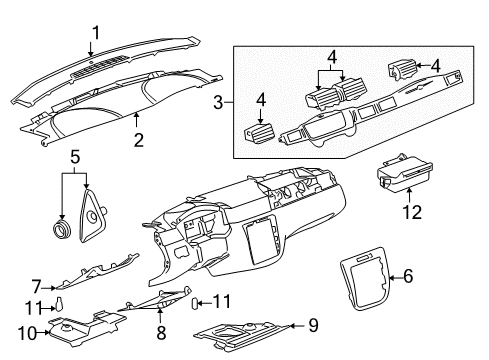 2007 Chevy Impala Upper Trim Panel Diagram for 25808815