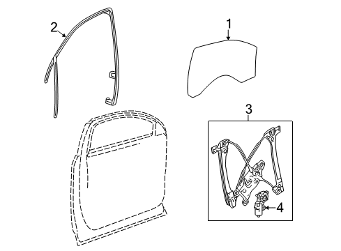 2015 Chevy Equinox Front Door - Glass & Hardware Diagram