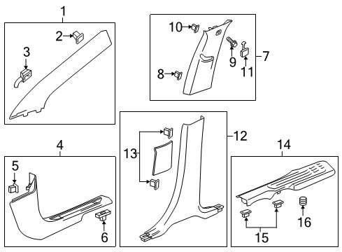 2019 Chevy Traverse Interior Trim - Pillars, Rocker & Floor Diagram