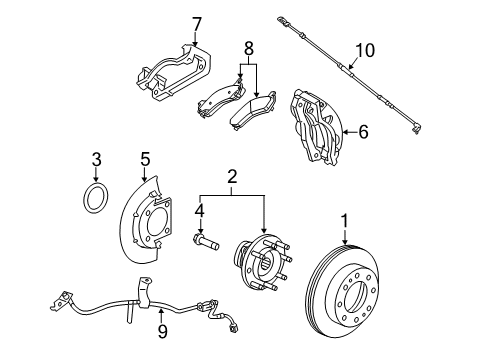 2009 GMC Sierra 2500 HD Front Brakes Diagram 2 - Thumbnail