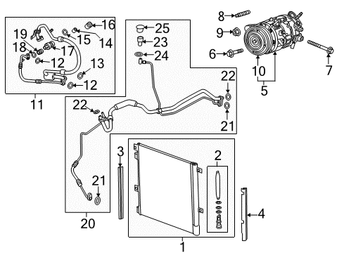 2018 Cadillac XT5 A/C Condenser, Compressor & Lines Diagram