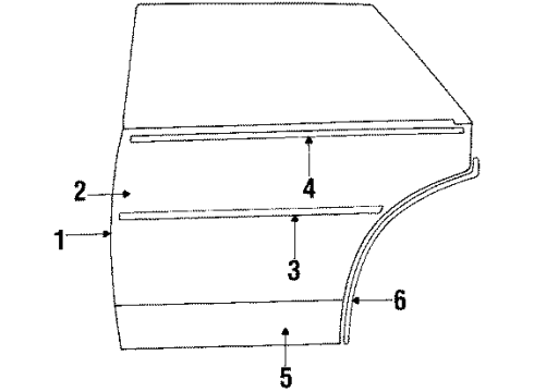 1985 Cadillac Seville Weatherstrip, Passenger Side Diagram for 20104596