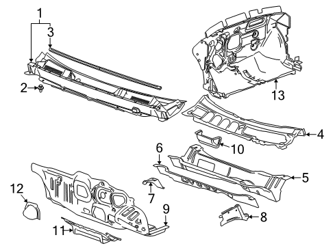 2014 Cadillac SRX Cowl Diagram