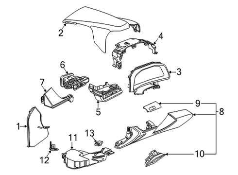 2021 Chevy Corvette Cluster Panel, Black; Gray, Driver Side Diagram for 84838973