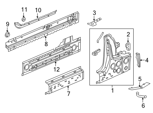 2017 Buick Cascada Lock Pillar, Rocker Panel Diagram