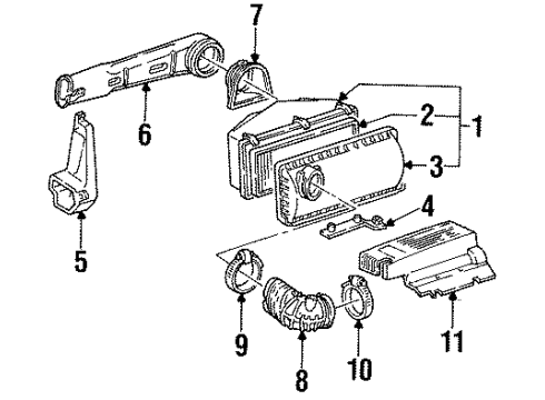 1995 Chevy K1500 Suburban Air Cleaner Diagram for 25098524