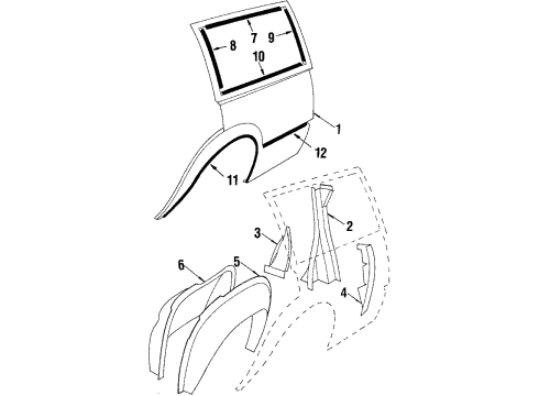 1986 Chevy Cavalier Side Molding, Gray, Driver Side Diagram for 20410811