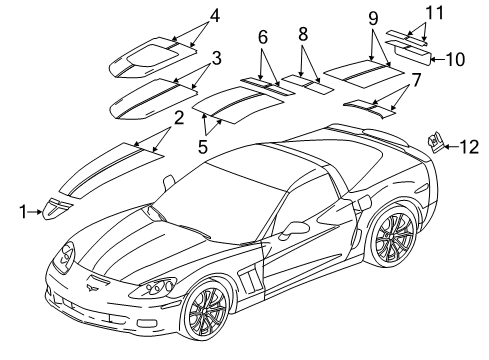 2012 Chevy Corvette Decal Diagram for 22807859