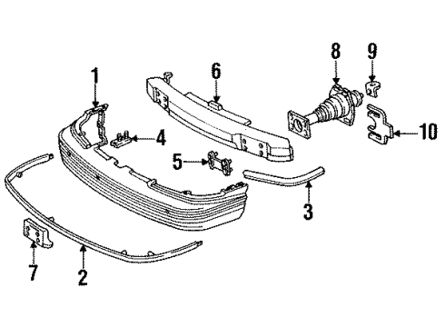 1991 Oldsmobile Custom Cruiser Bumper Cover, Front Diagram for 10186218