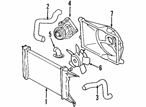 2000 Cadillac Catera Cooling System, Radiator, Water Pump, Cooling Fan Diagram