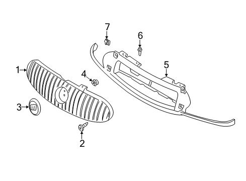 2002 Buick Rendezvous Grille & Components Diagram