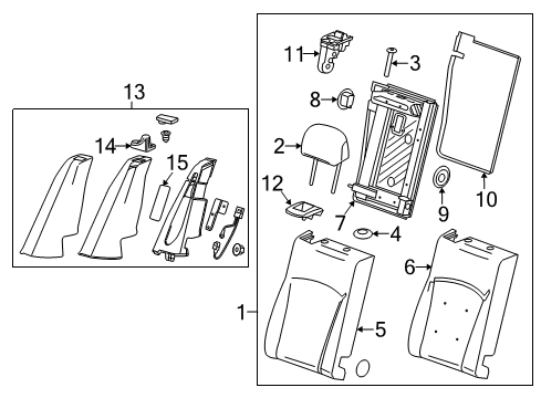 2016 Chevy Malibu Limited Seat Back Pad, Rear Diagram for 23399376