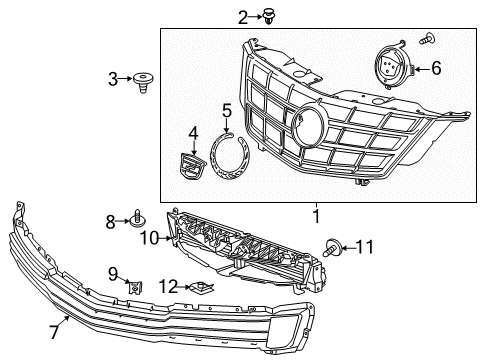 2014 Cadillac ELR Emblem, Front Diagram for 20934959