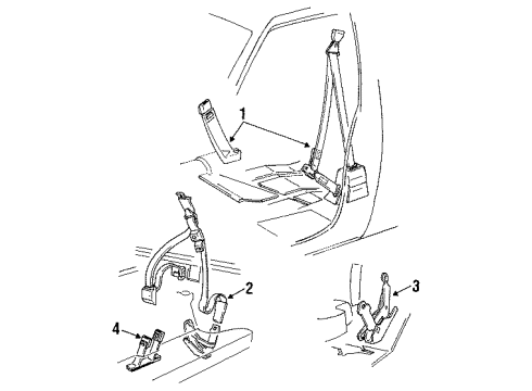 1992 GMC Typhoon Front Seat Belts, Rear Seat Belts Diagram