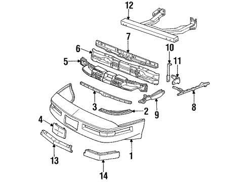 1992 Chevy Corvette Bumper Cover, Front Diagram for 10285643