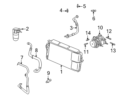 2000 Cadillac Seville A/C Condenser, Compressor & Lines Diagram