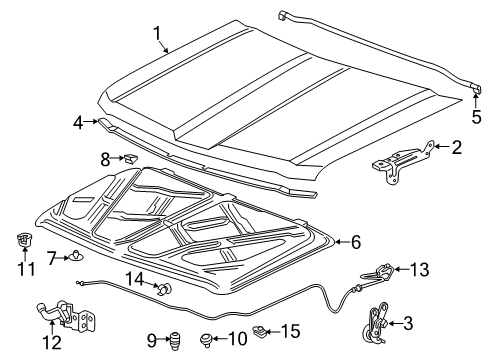 2015 Chevy Silverado 1500 Hood & Components Diagram