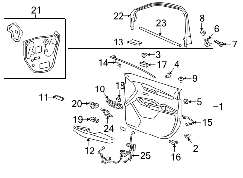 2020 Cadillac XT6 Lock Knob Bezel, Jet Black Diagram for 84252015