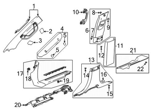 2021 Chevy Tahoe Interior Trim - Pillars Diagram