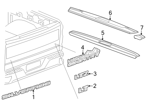 2022 Chevy Silverado 3500 HD Exterior Trim - Pick Up Box Diagram 6 - Thumbnail