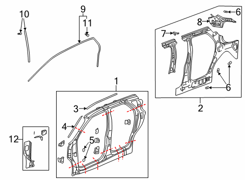 2005 Pontiac Aztek Hinge Pillar, Uniside Diagram