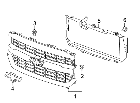 2016 Chevy Silverado 1500 Grille & Components Diagram 2 - Thumbnail