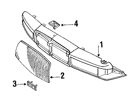 1993 Buick Regal Nameplate, Front Diagram for 14101727