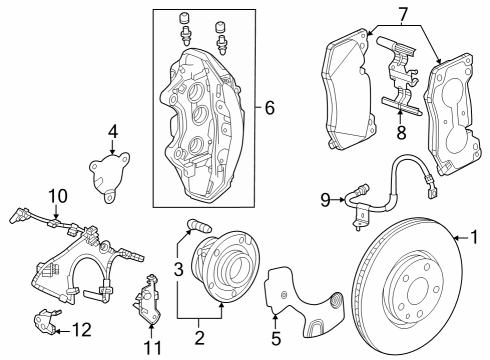 2023 Chevy Corvette Caliper, Torch Red, Driver Side Diagram for 85636352