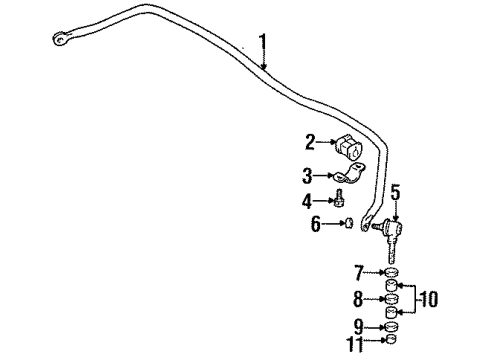 1999 Chevy Metro Stabilizer Bar Clamp Diagram for 30015681