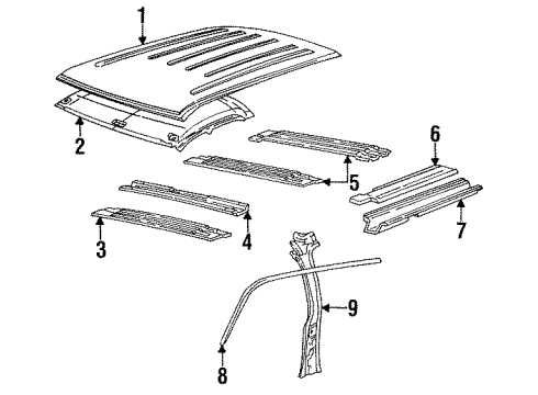 1993 Chevy K2500 Suburban Center Bow Diagram for 15690200