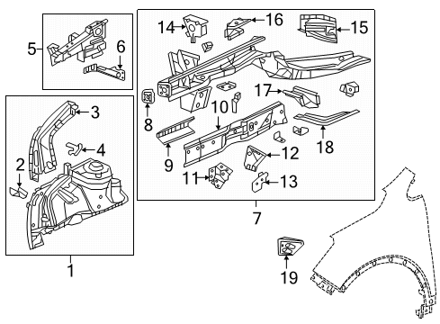 2016 Buick Envision Structural Components & Rails Diagram