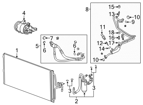 2007 Buick LaCrosse A/C Condenser, Compressor & Lines Diagram