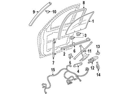 2002 Oldsmobile Silhouette Front Door - Glass & Hardware Diagram