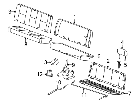 2012 GMC Sierra 1500 Rear Seat Components Diagram 6 - Thumbnail
