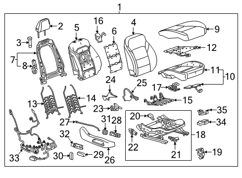 2016 Chevy Malibu Adjust Motor, Front Passenger Side Diagram for 13587024